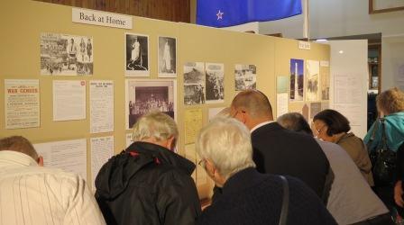 Visitors check out exhibits of the Raglan Remembers WW1 exhibit