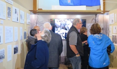 Part of Raglan Remembers WW1 display with video screen on wall