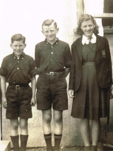 Eileen Beach-Kelly and her brothers in Raglan School Uniform 1940s